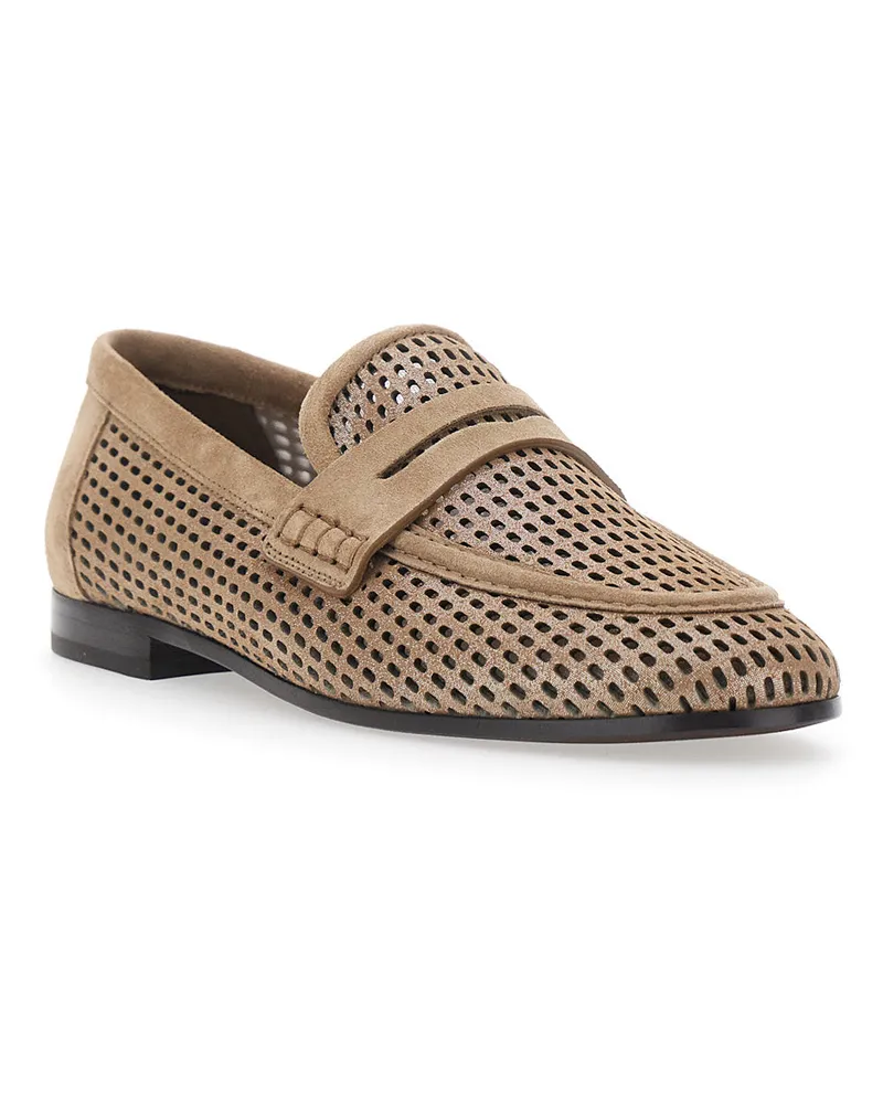 Brunello Cucinelli Women's Loafers Beige Calf Leather Beige