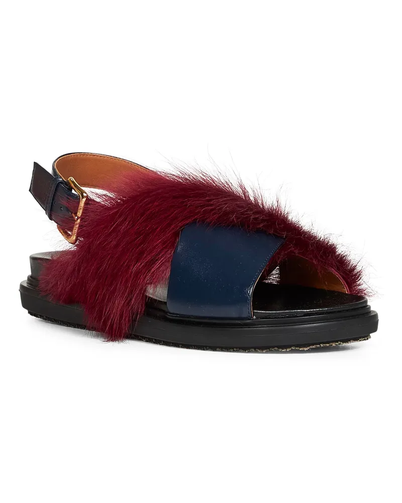 Marni Women's Blue Leather And Burgundy Fussbett Sandals Ovine (top Grain Blue