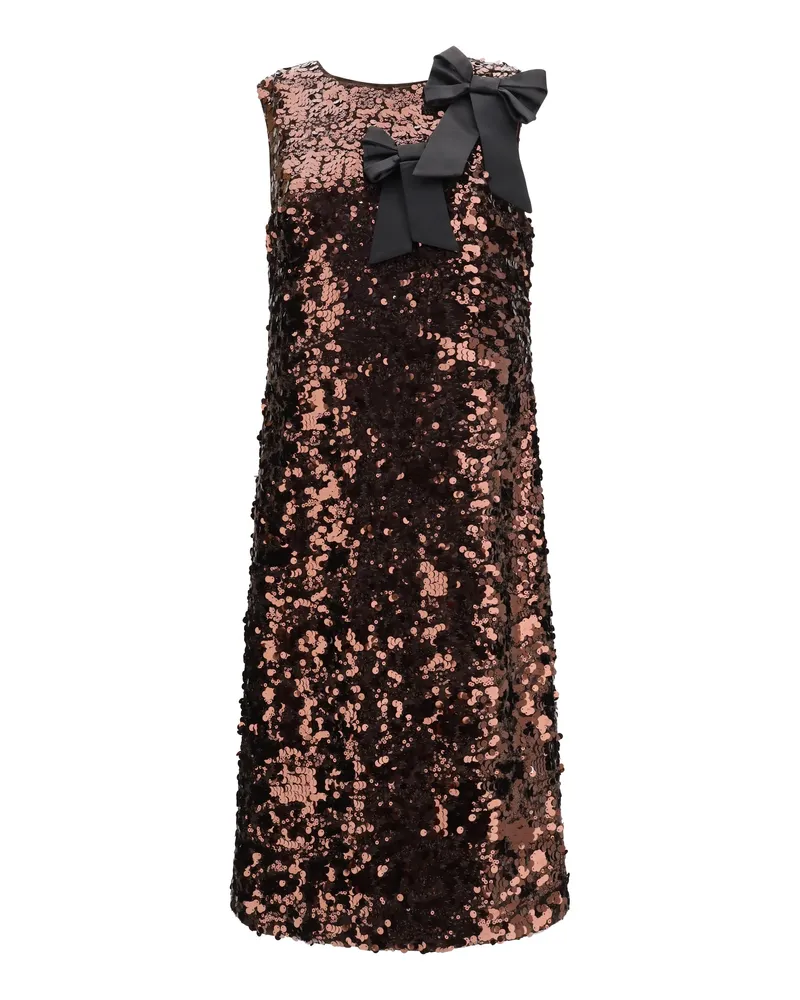 Ganni Sequin with Maxi Bows Midi Dress — Black Black