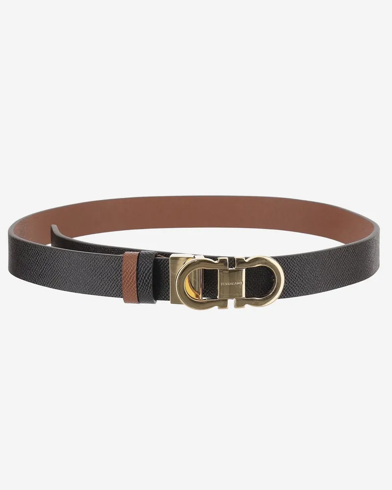 Ferragamo Women's Leather Belt Black-New Cognac Black/new Black