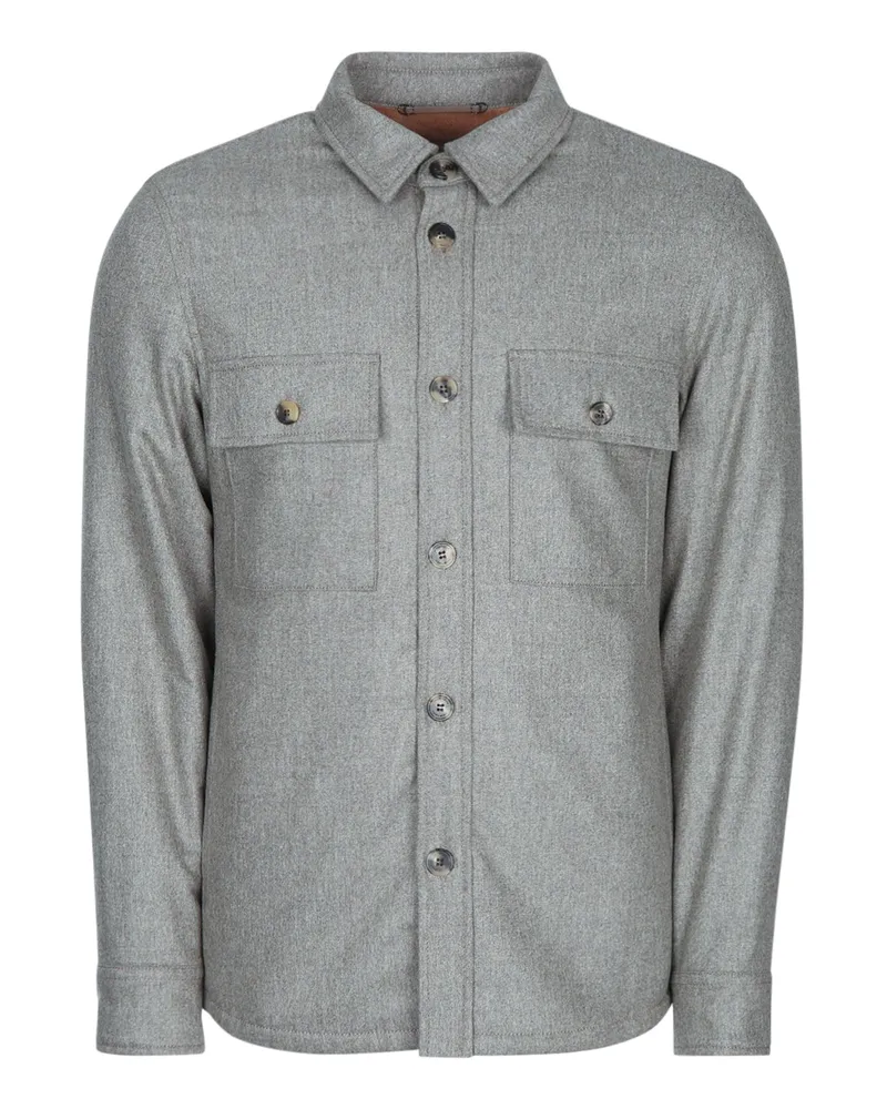 Jacob Cohën Wool-Blend Shirt Jacket Overshirt — Gray Gray