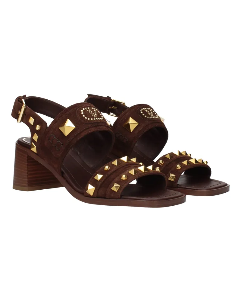 Valentino Garavani Women's Brown Leather Strap-On Sandals Brown
