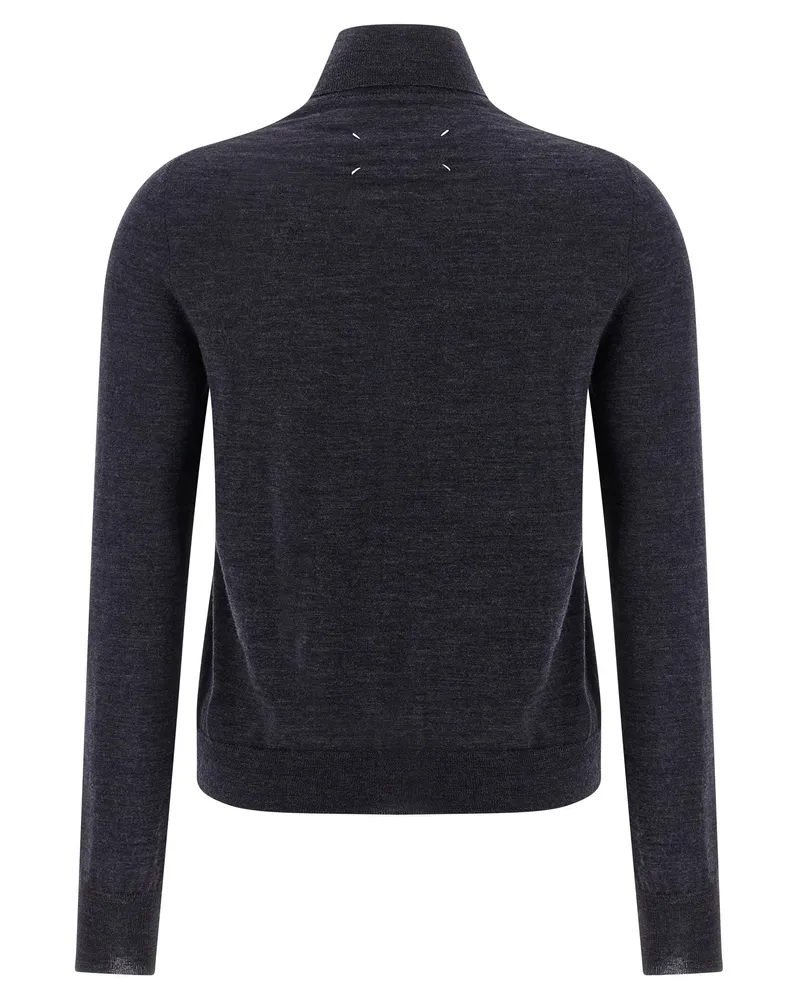 Maison Margiela Women's Blue Wool Cardigan Clothing Gray