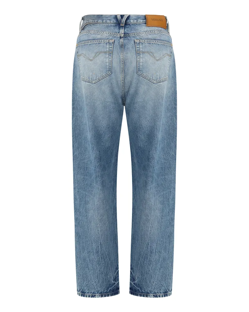 Versace Men's Distressed Jeans Light Blue Cotton Blue