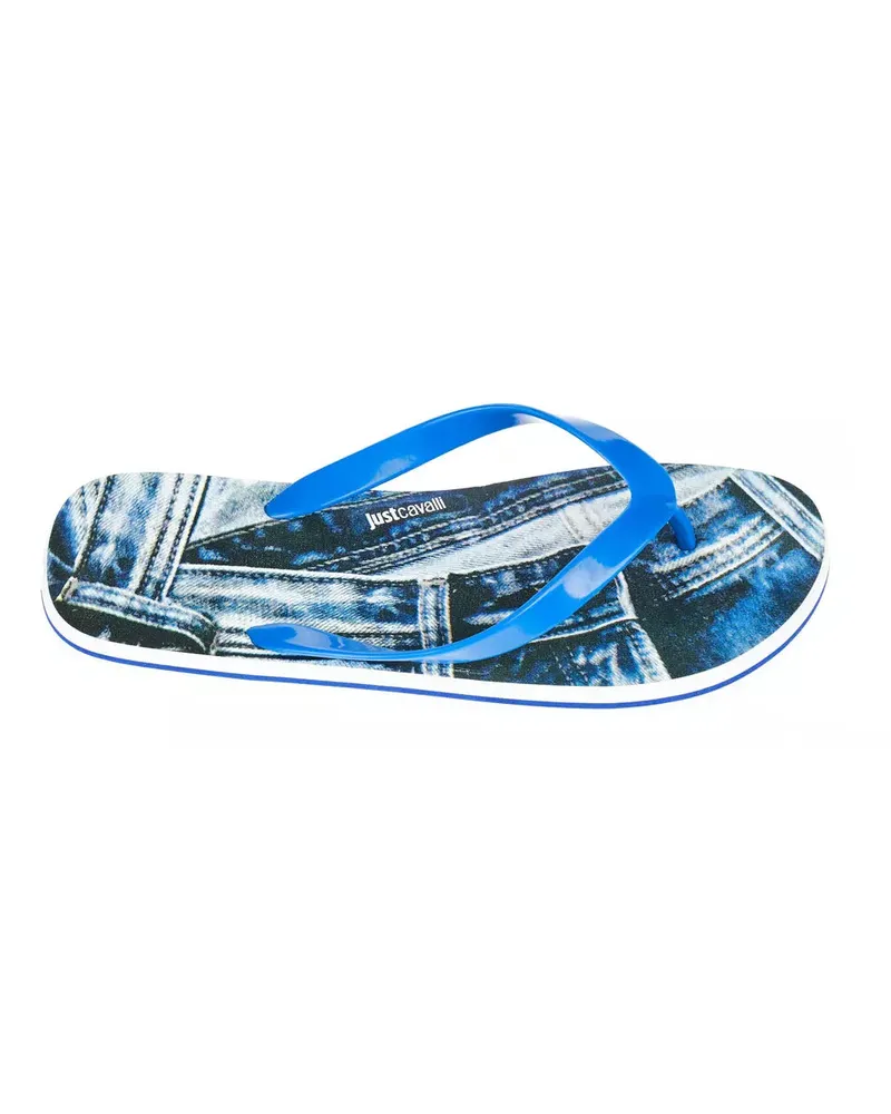 Just Cavalli Logo-Print EVA Flip-Flop Sandals — Blue Blue