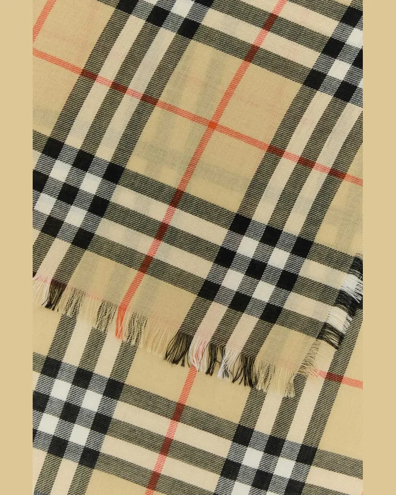 Burberry Women's Embroidered Cashmere Blend Scarf Sand Mulberry Silk Sciarpe E Foulard Scarfs Beige