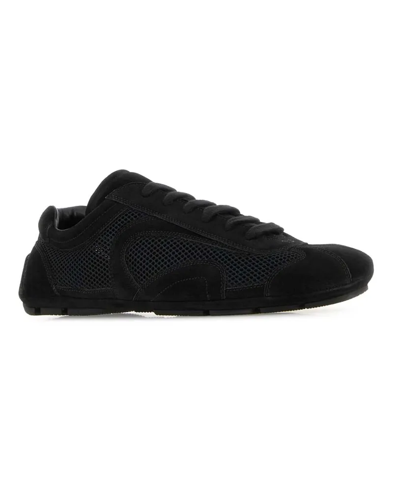 Prada Men's Black Suede And Mesh Montecarlo Re-Edition 2005 Sneakers Nero Black