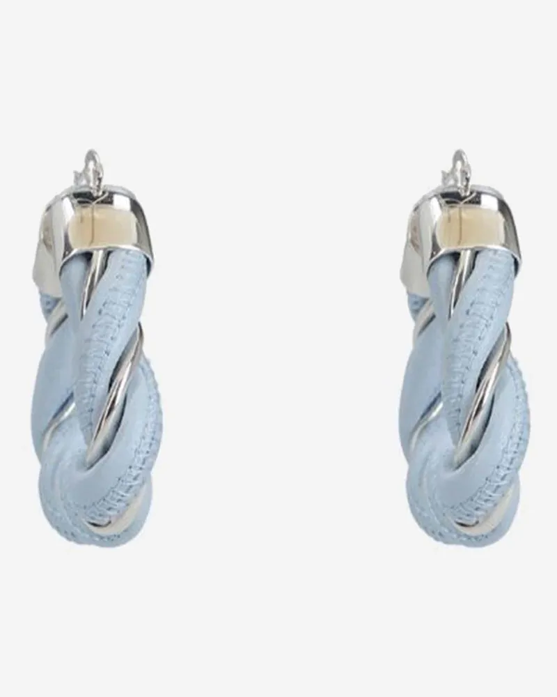 Bottega Veneta Women's Hoop Earrings Silver & Lambskin Bubble Silver