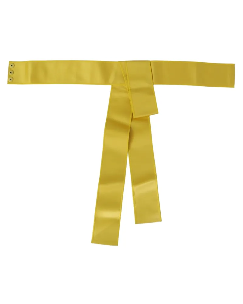 Dolce & Gabbana Women's Yellow Wide Snap Button Closure Silk Belt Yellow