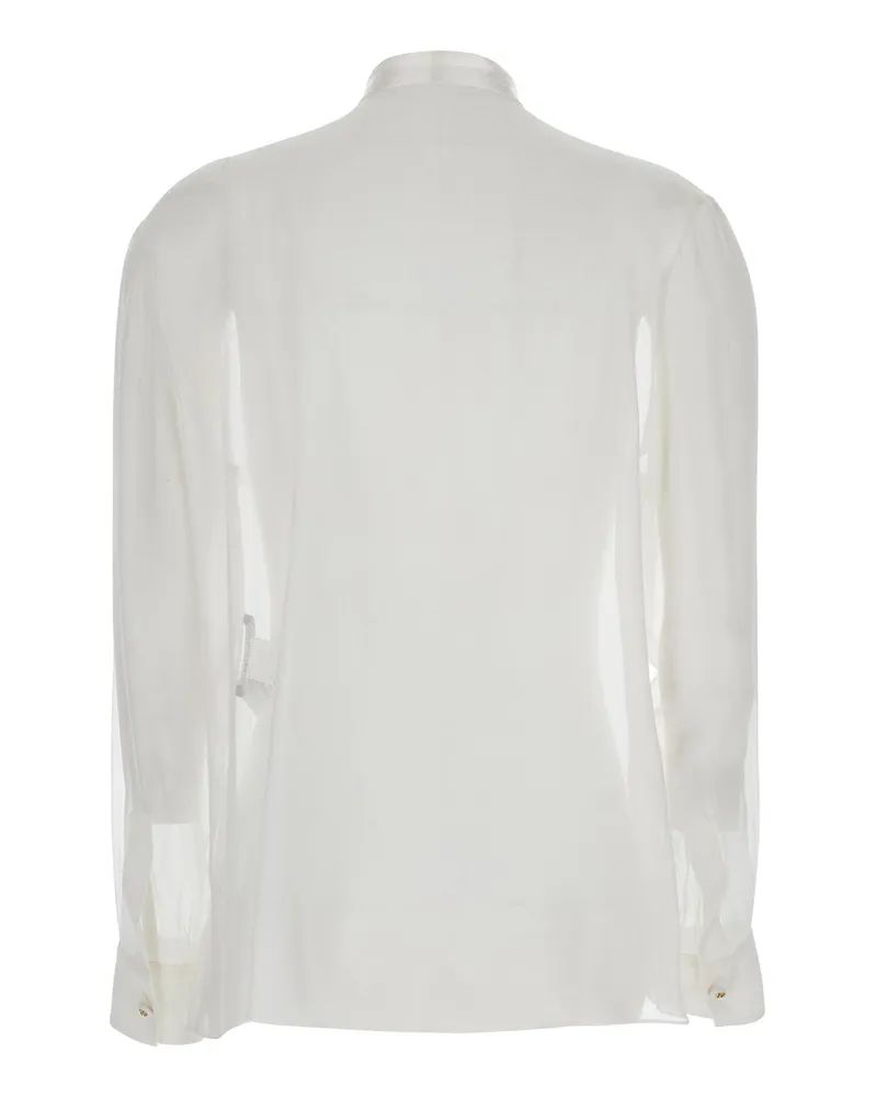 Dolce & Gabbana Women's White Silk Shirt With Pussy-Bow Collar Blouses White