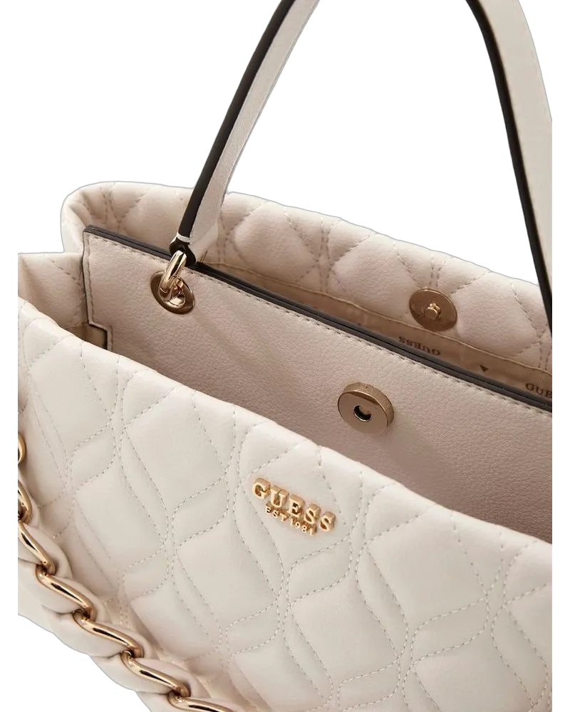 Guess Women's Satchel Off White Polyurethane Satchel-bags White