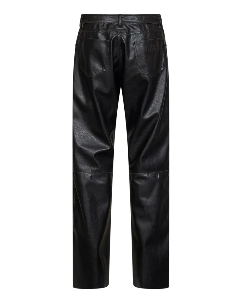 Maison Margiela Men's Trousers Faux Leather Five-Pocket Black Polyester Black