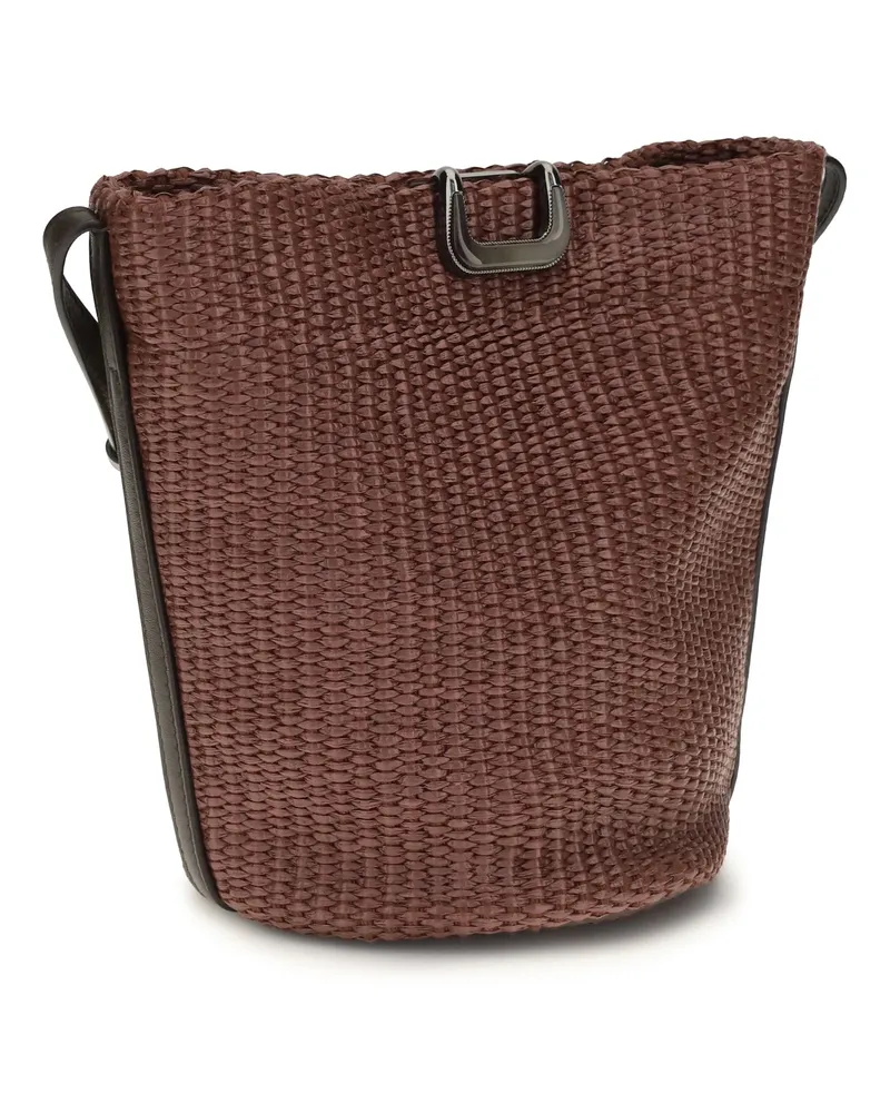 Brunello Cucinelli Women's Small Sartorial Bucket Bag Raffia Granato Cotton; Polyamide Brown