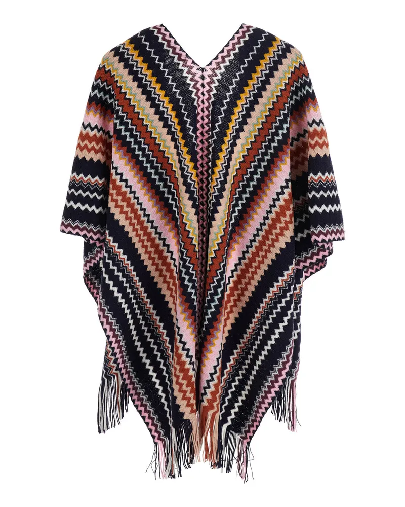 Missoni Wool-Blend Chevron Knit Cape — Multicolor Multicolor