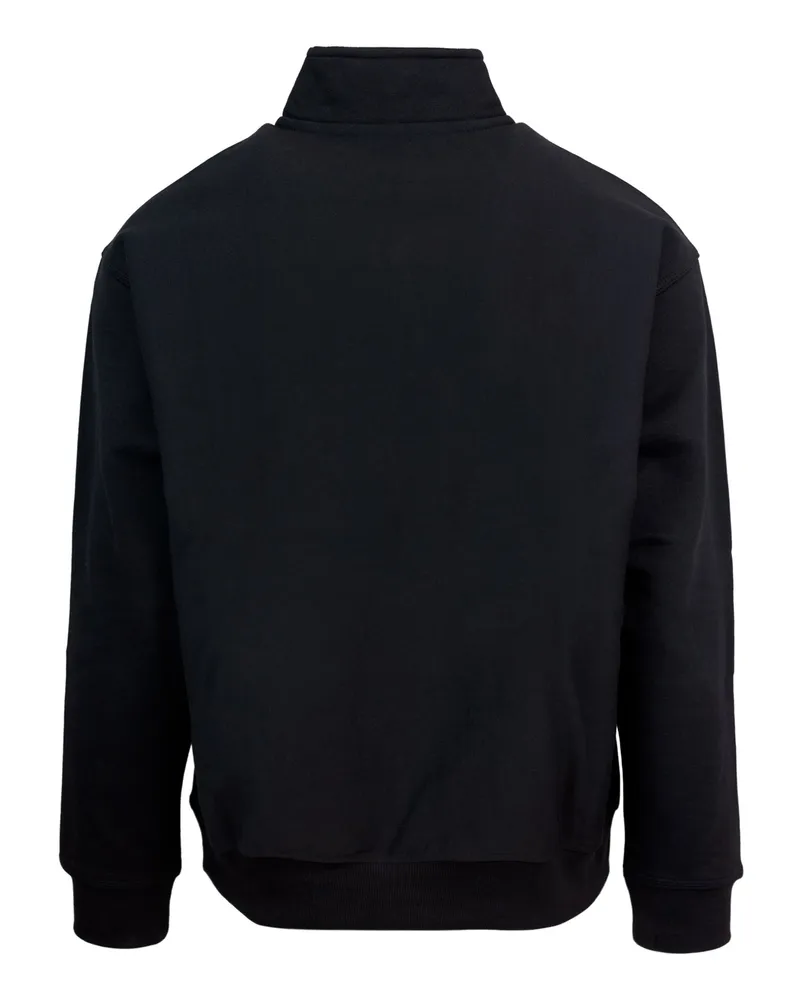 Carhartt WIP Men's Half-Zip Sweatshirt American Script Black Cotton Sweatshirts Sweater Black