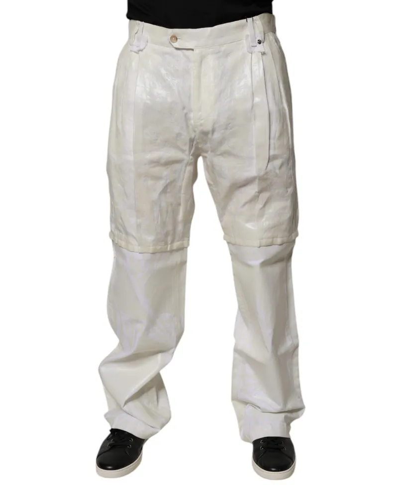 Dolce & Gabbana White Linen Mid Waist Straight Men Denim Jeans Clothing White