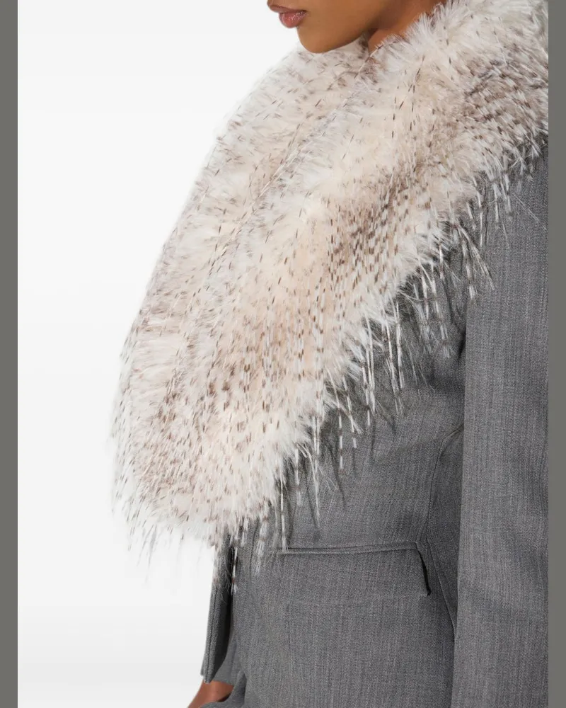 Elisabetta Franchi Faux-Fur Collar Blazer — Grey Grey
