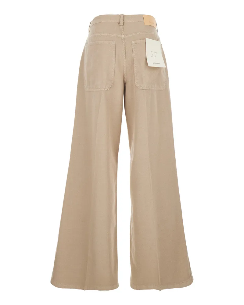 ..,merci Women's Jeans Wide Fit Beige Cotton Denim Beige