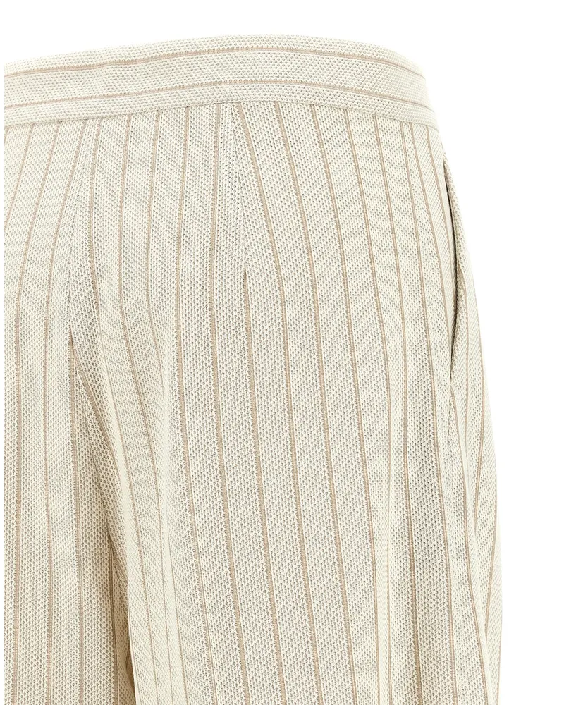 Max Mara Pinstripe Cotton Piqué Trousers — beige Beige