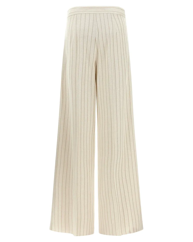 Max Mara Pinstripe Cotton Piqué Trousers — beige Beige
