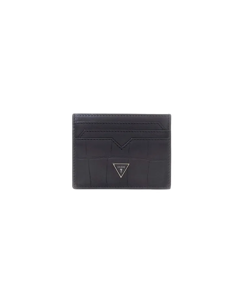 Guess Men's Card Holder Black Leather Bags - Card-Holders Black
