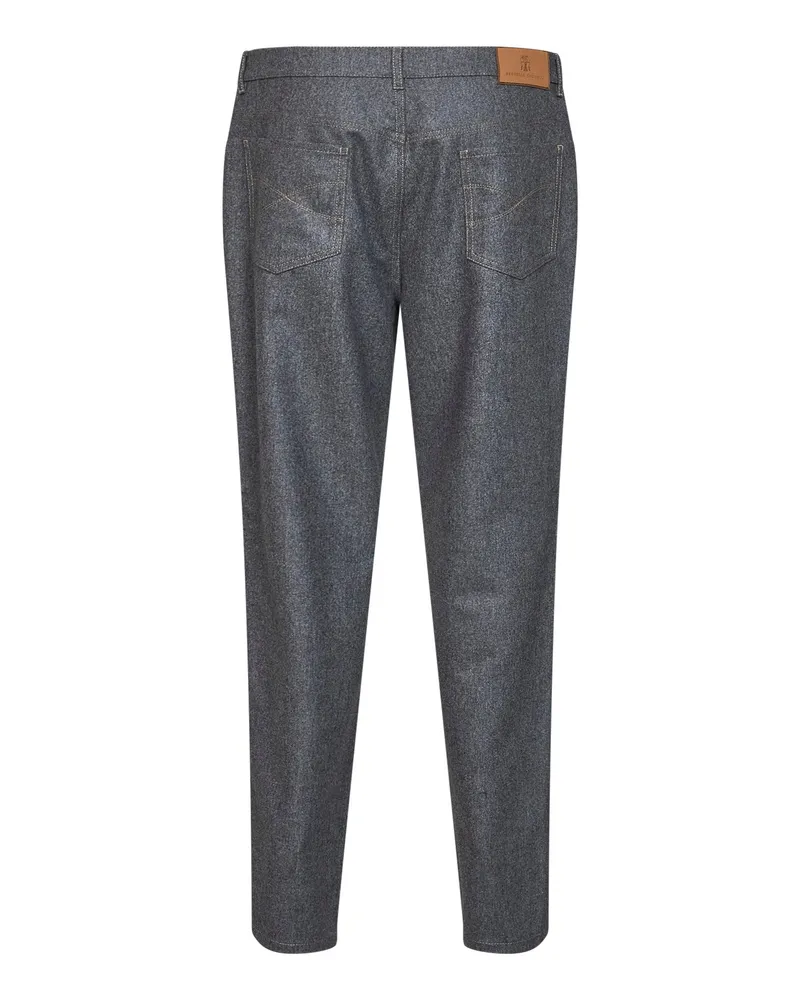 Brunello Cucinelli Virgin Wool Flannel Trousers — Gray Gray