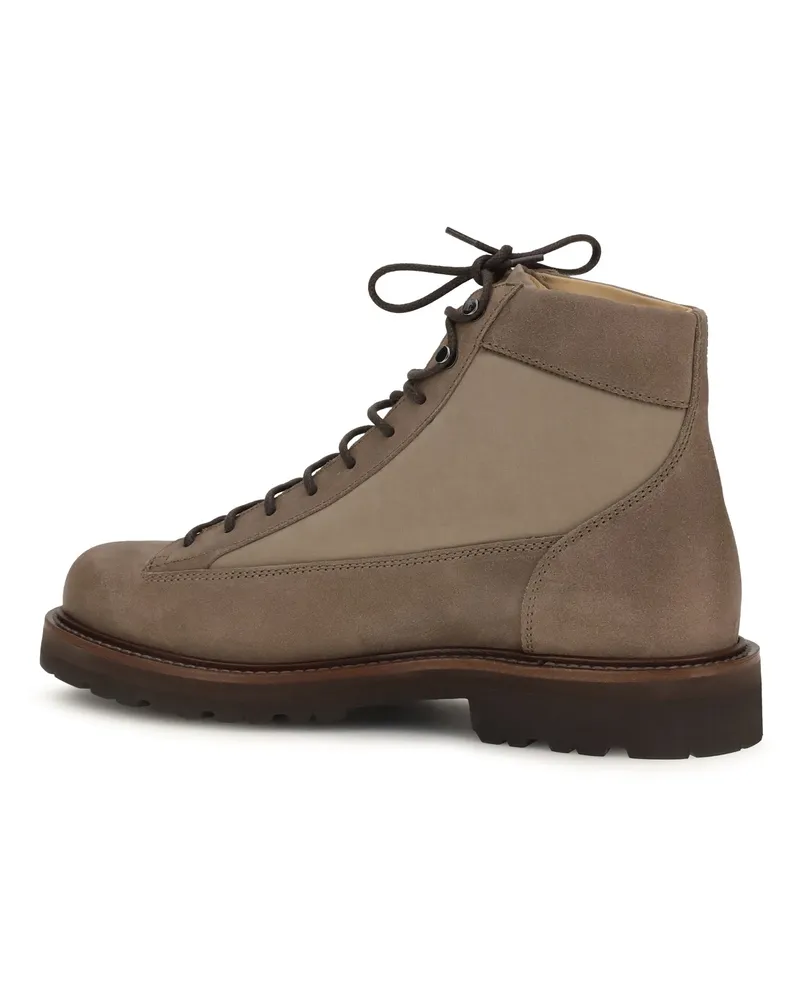 Brunello Cucinelli Men's Lace-Up Ankle Boots Koala+fungo Beige