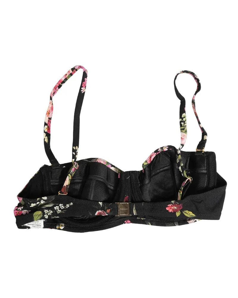 Dolce & Gabbana Women's Black Floral Padded Balconnet Bra Underwear Elastane Nylon Clothing Black