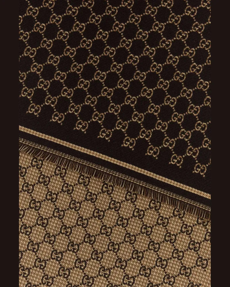 Gucci Men's Gg Jacquard Scarf 2079 Exterior: Wool Sciarpe E Foulard Scarfs Black
