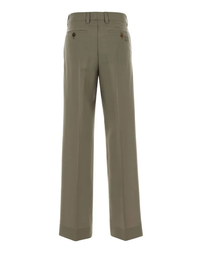 Miu Miu Women's Sage Green Mohair Blend Palazzo Pant Mastice Exterior: Virgin Wool Pantaloni Beige