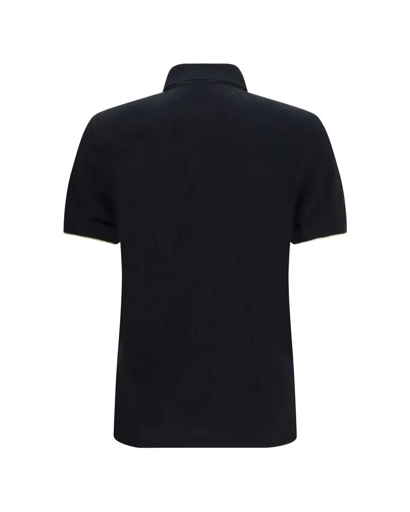 Brunello Cucinelli Ribbed Cotton Polo Shirt — Black Black