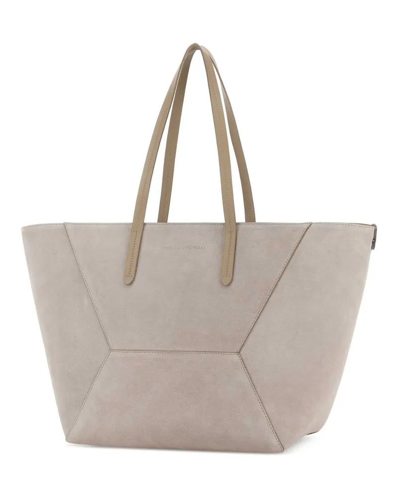 Brunello Cucinelli Women's Dove Grey Shopping Bag C8823 Borse A Mano Beige