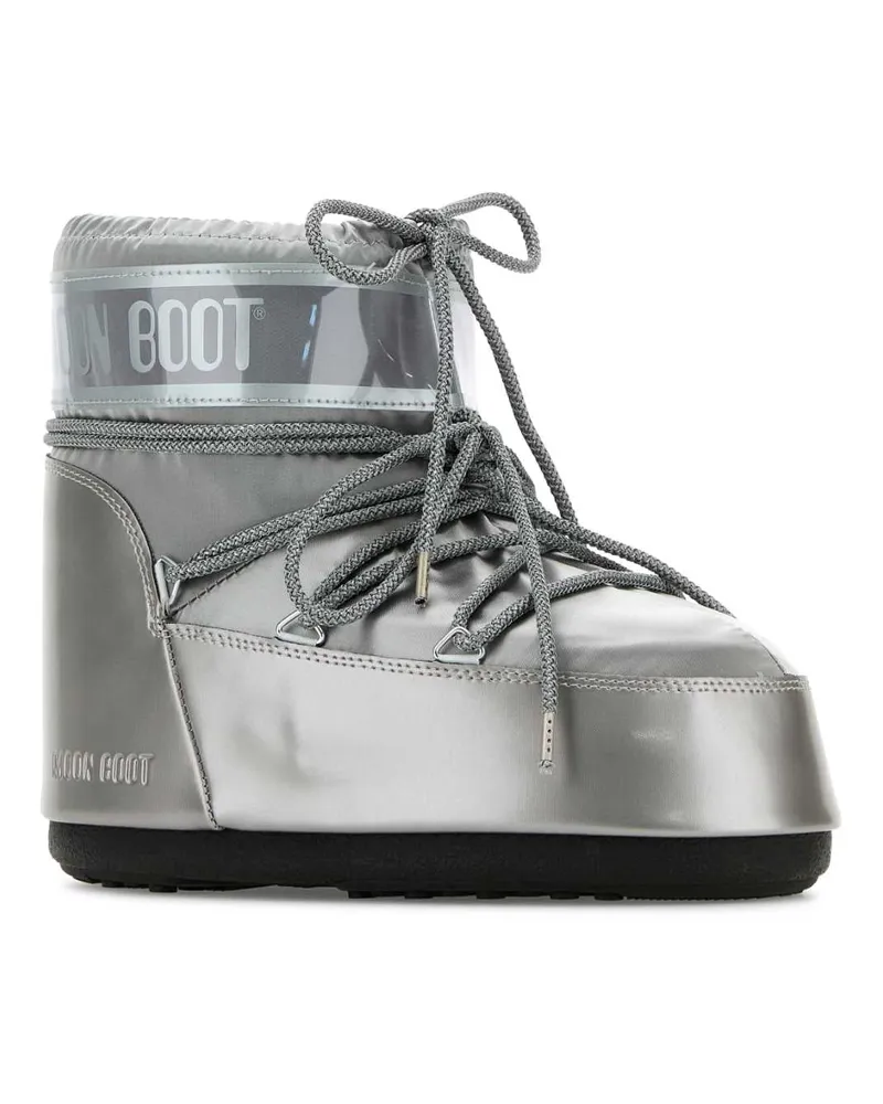 Moon Boot Unisex Silver Satin Icon Low Ankle Boots Stivali Silver