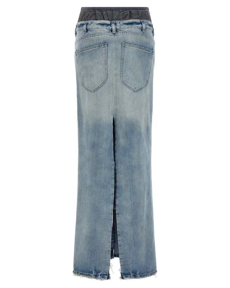 Maison Margiela Layered Denim with Split Details Skirt — Blue Blue