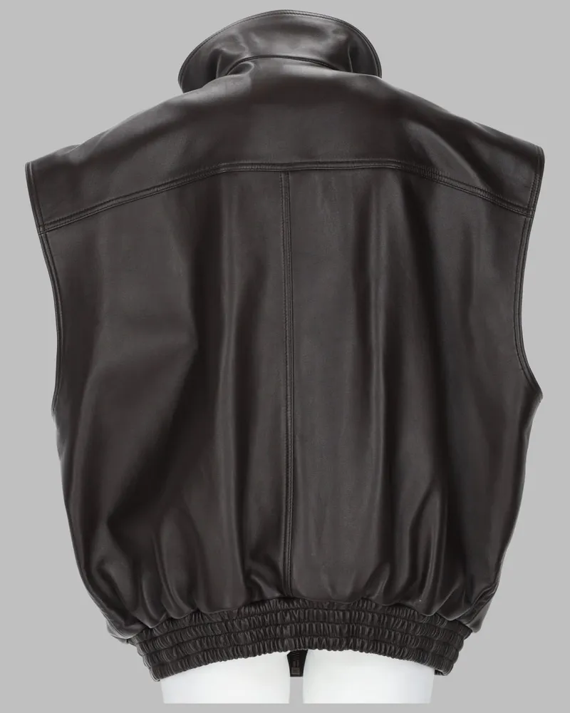 Balenciaga Leather Blouson Jacket — Brown Brown