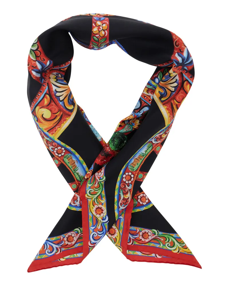 Dolce & Gabbana Carretto Print Silk Scarf — Multicolor Multicolor