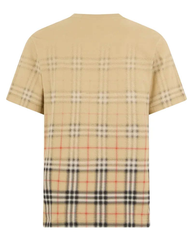 Burberry Men T-Shirt Checked Beige Cotton T-Shirts And Polos Beige