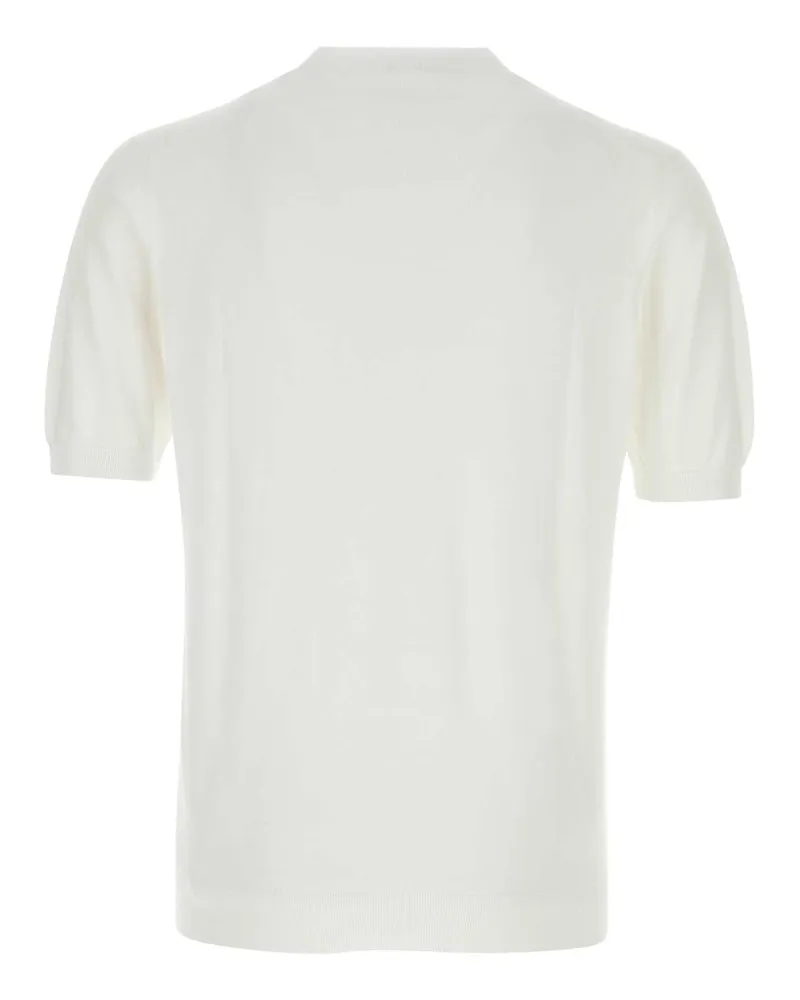 Fedeli Men's White Cotton Sweater Bianco Exterior: Maglieria White