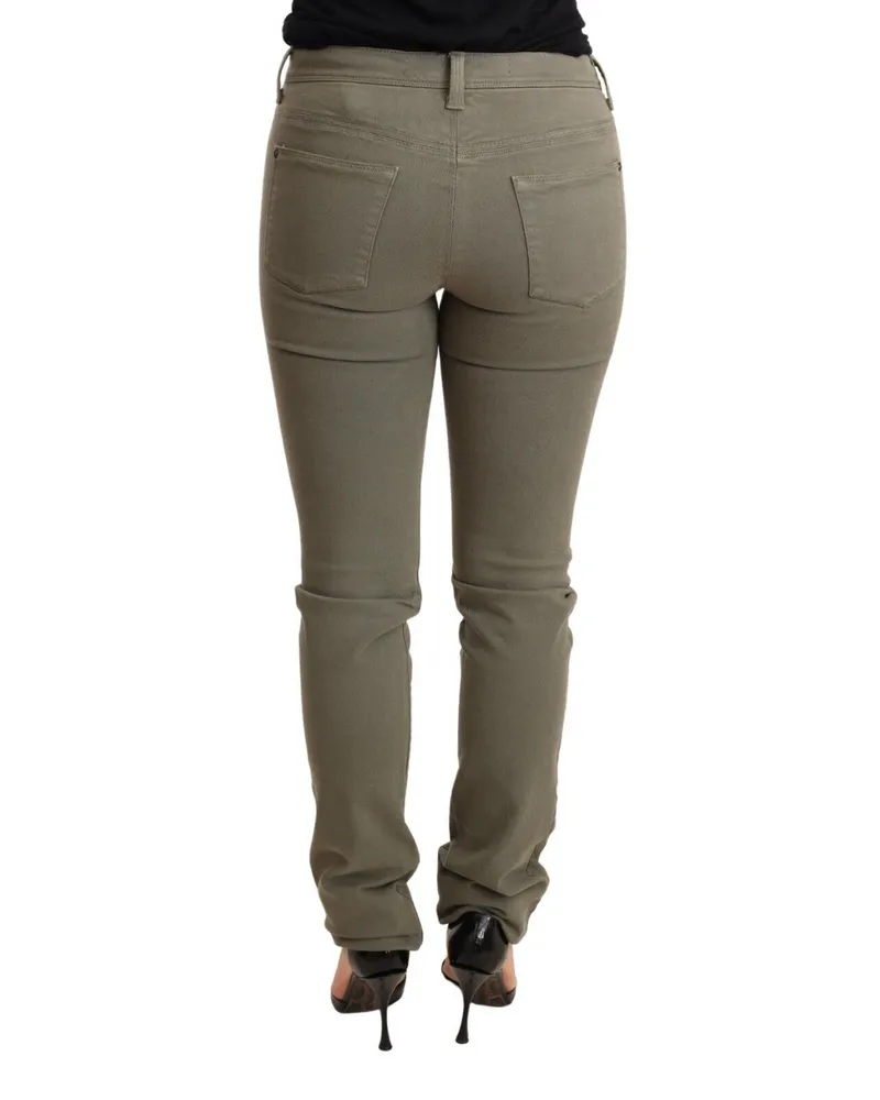Ermanno Scervino Women's Green Low Waist Skinny Slim Trouser Cotton Jeans Green