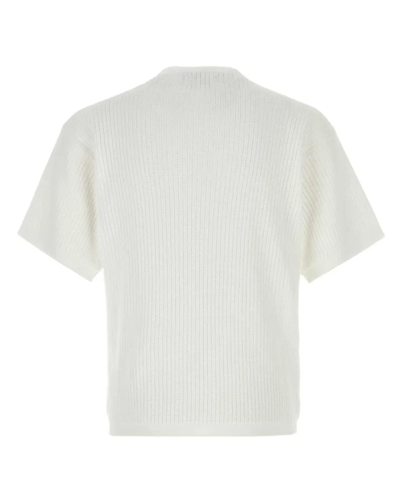 Magliano Men's White Cotton Waffle T-Shirt Exterior White