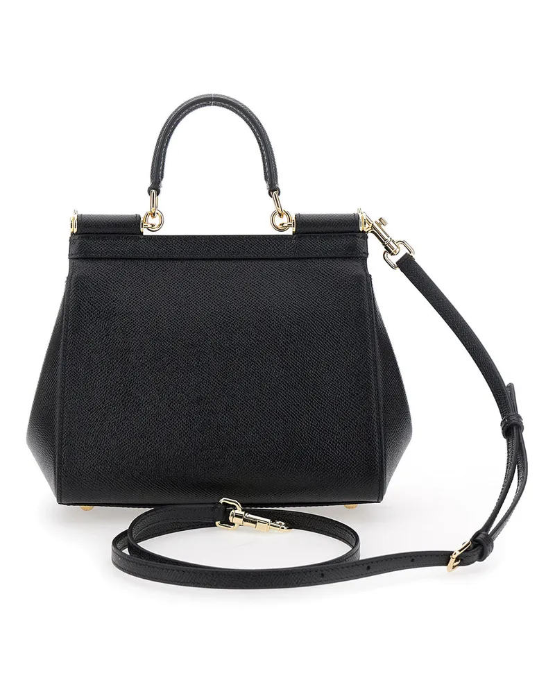 Dolce & Gabbana Women's Handbag Sicily Medium Black Leather Handbags Hand Bags Black
