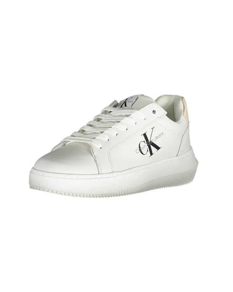 Calvin Klein Logo-embroidered Leather Sneaker — White White