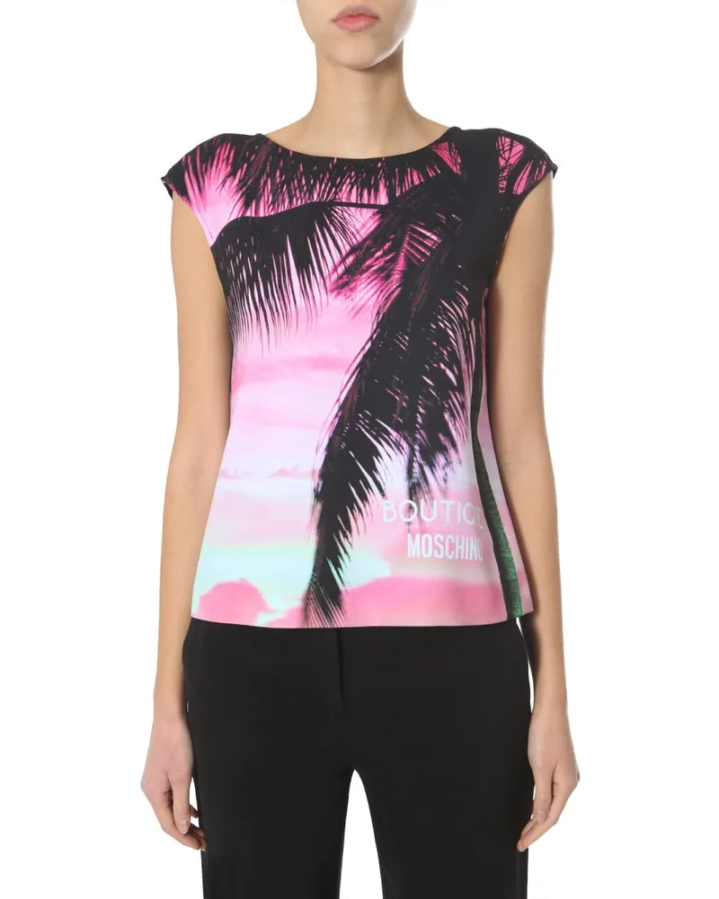 Moschino Sleeveless Round Neck Tank Top — Black Black