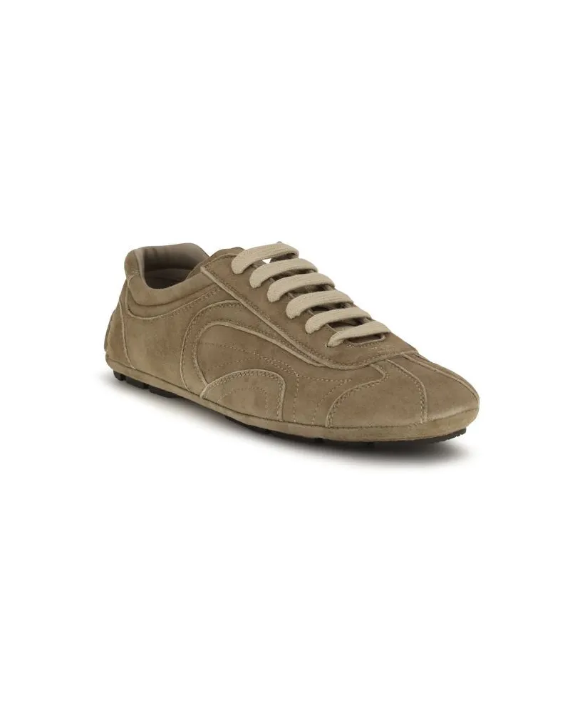 Prada Men's Brown Calf Leather Bos Taurus Athletic Sneakers Brown