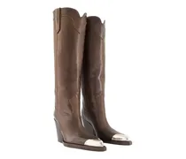 Women's El Dorado Embellished Toe Boots -  Leather Brown Calfskin Shoes