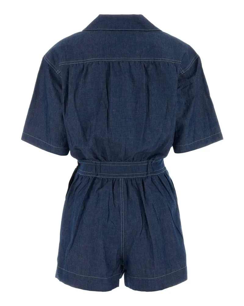 Prada Women's Blue Chambray Jumpsuit Light Exterior: Cotton Linen Tute Blue