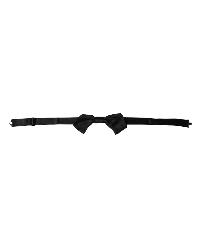Dolce & Gabbana Black Satin Silk Adjustable Neck Men Bow Tie Black