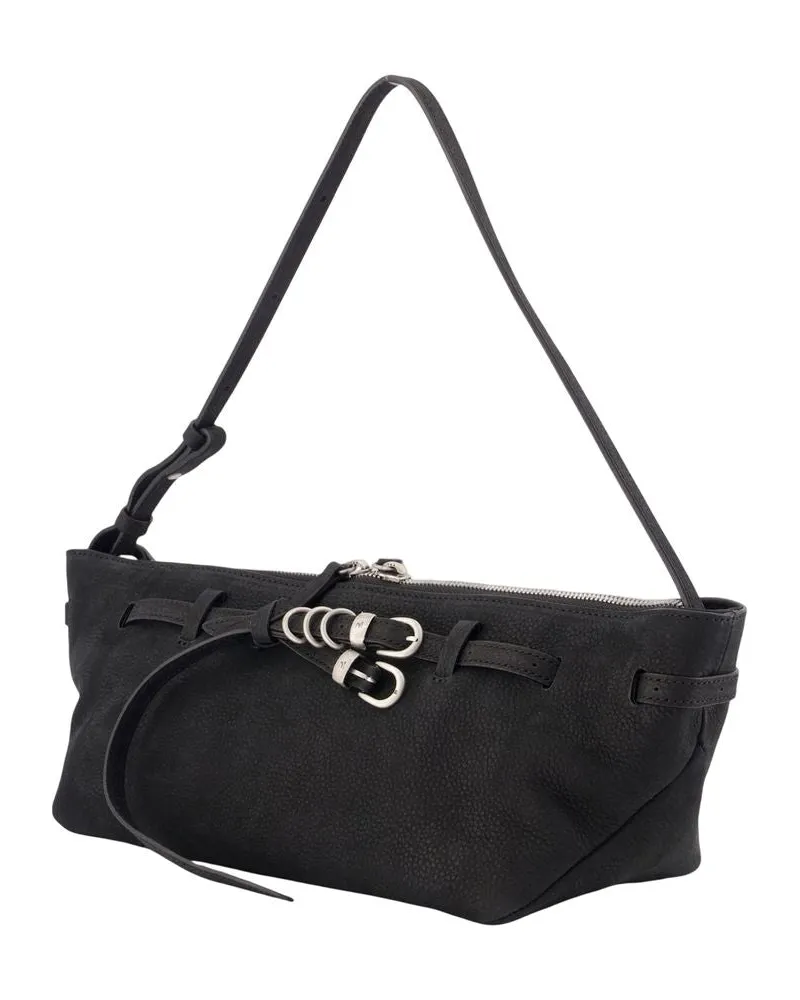 Marge Sherwood Women's Grandma Used Sling Shoulder Bag - Margesherwood Leather Black Cowhide Shoulder-Hobo-Bags Black