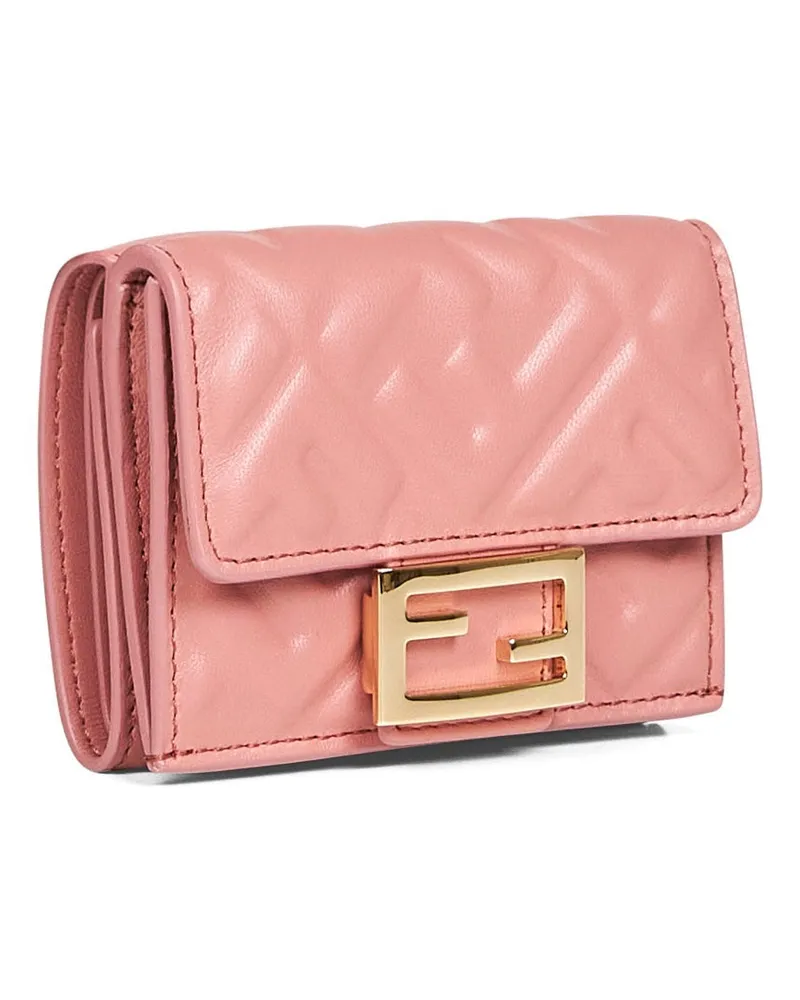 Fendi Women's Pink Micro Trifold Baguette Wallet Lambskin & Purses Pink