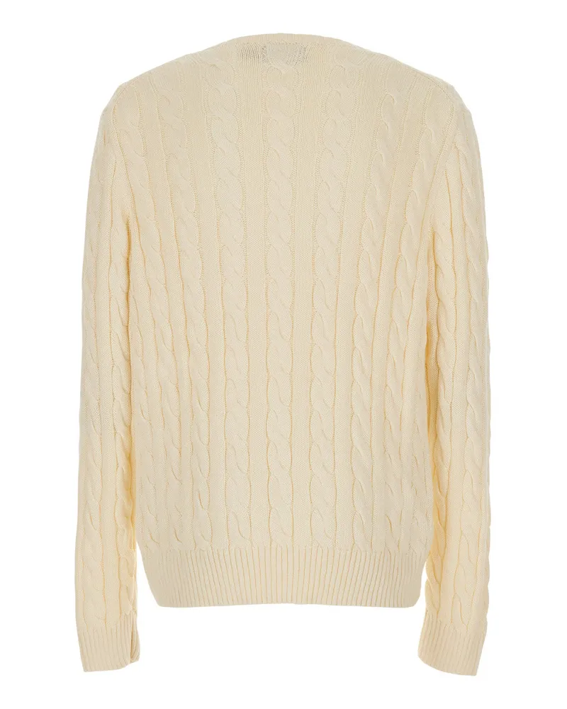 Ralph Lauren Men's Crewneck Sweater White Cotton Tops Top Cream
